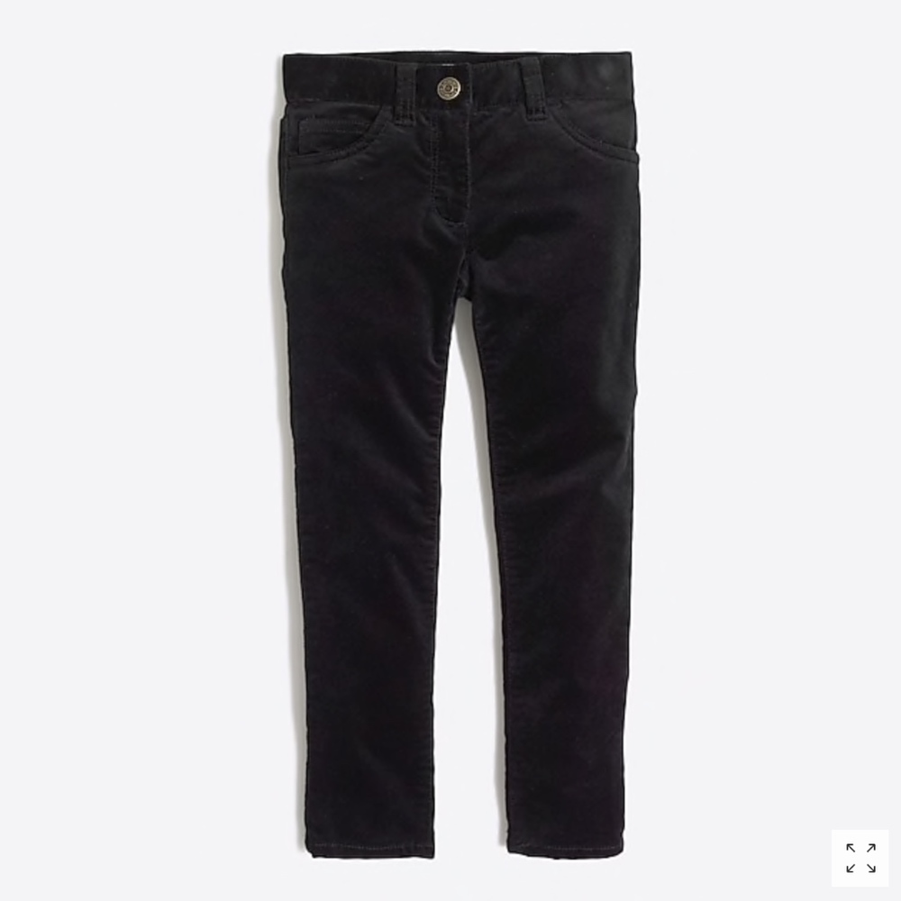 NWT J. Crew Factory Girls' Skinny Velvet Pant Black, sz 4